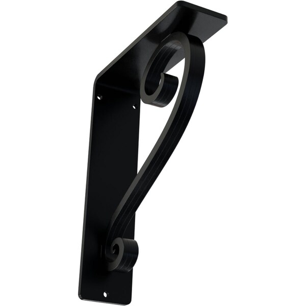 Ekena Millwork Edwards Wrought Iron Bracket, (Triple center brace), Powder Coated Black 2"W x 5 1/2"D x 8"H BKTM02X05X08TED - main
